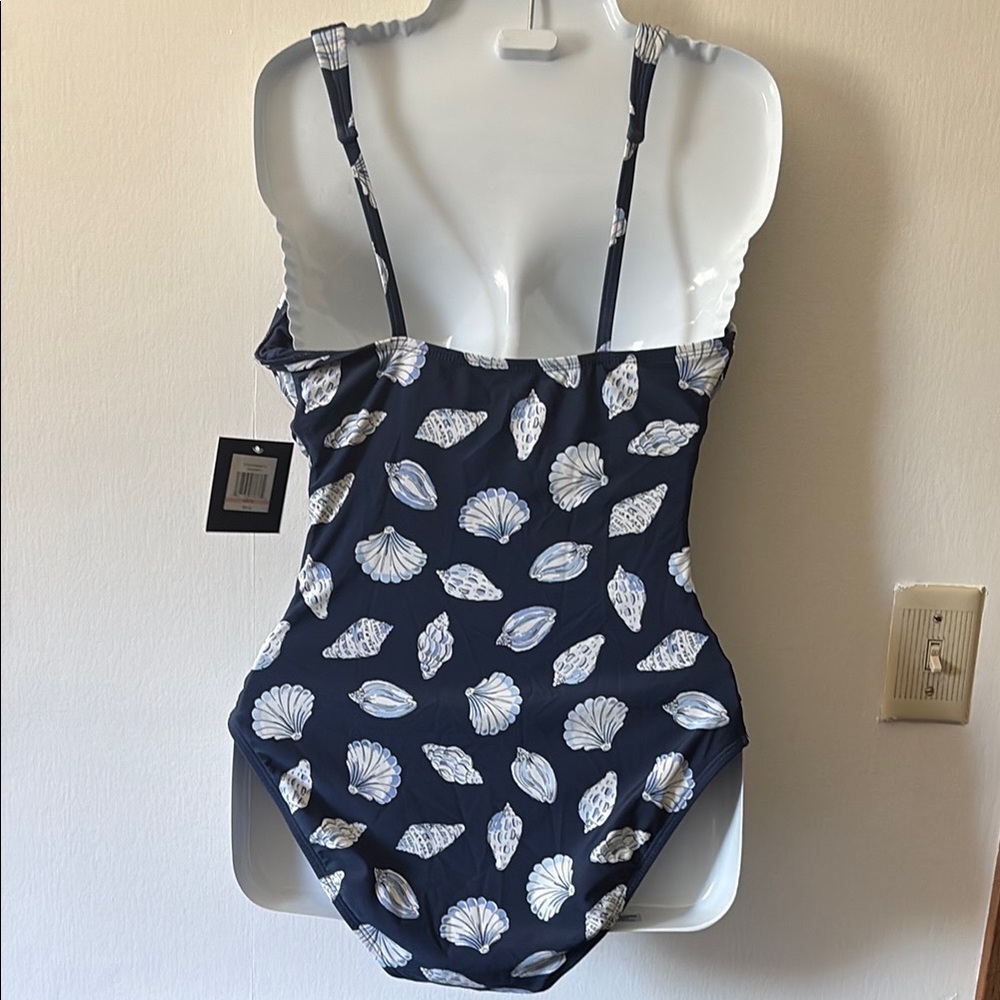Ellen Tracy Dark Blue Shell Pattern Swimsuit - image 4